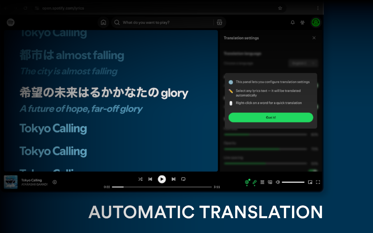 LyriCat – Spotify 歌词翻译器 - 截图 4