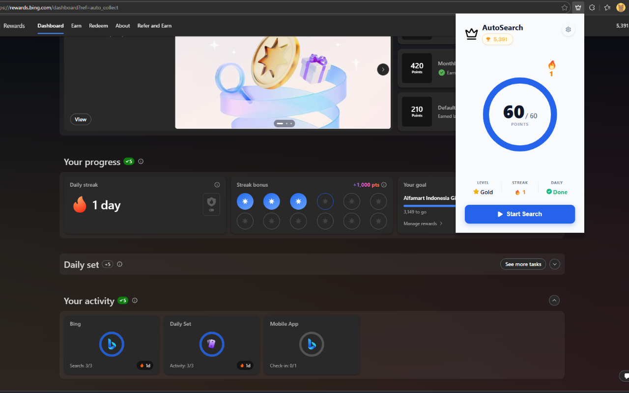 Bing Auto Search: MS Rewards All-in-One Automator - 截图 1
