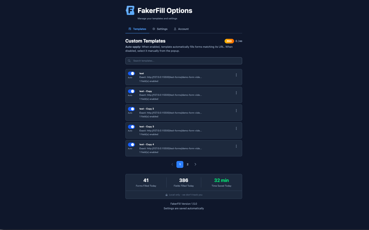 FakerFill – Form Filler & Fake Data Generator - 截图 2