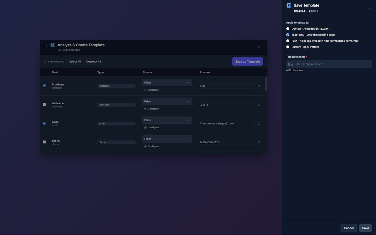 FakerFill – Form Filler & Fake Data Generator - 截图 4
