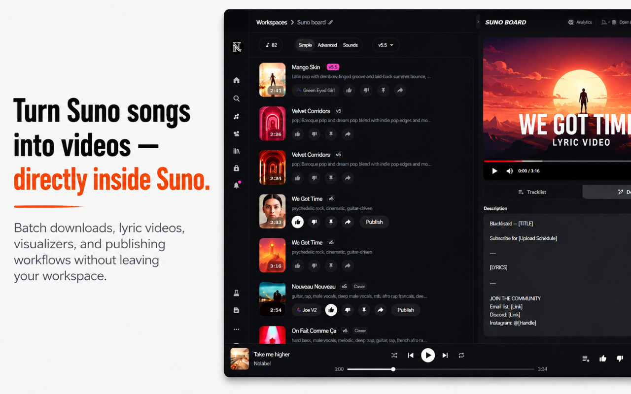 Suno Board: Suno Downloader & Video Maker - 截图 2