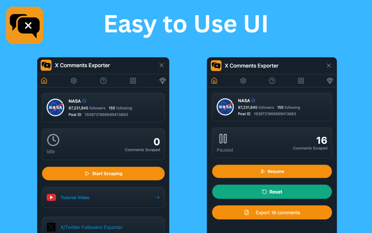 X Comments Exporter - Export Twitter Comments - 截图 1