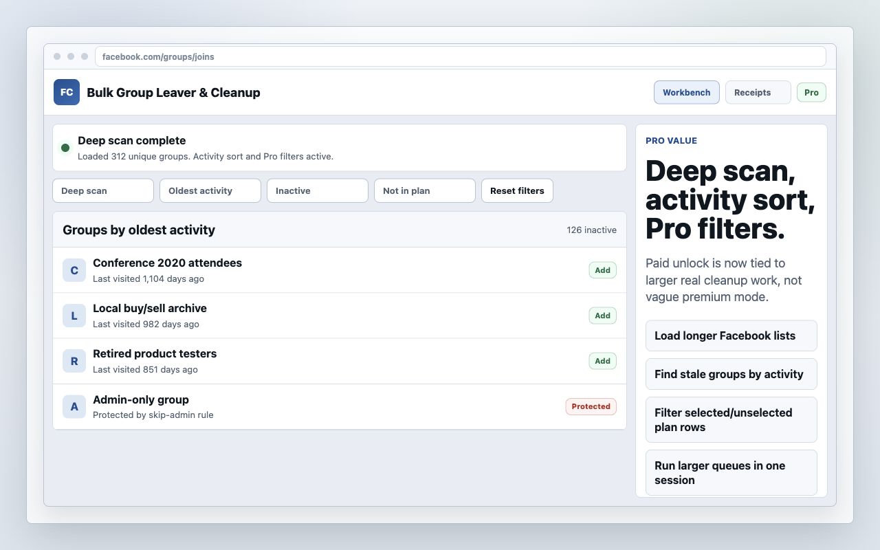 Bulk Group Leaver & Facebook Cleanup - 截图 3