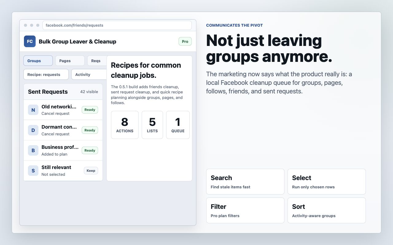 Bulk Group Leaver & Facebook Cleanup - 截图 4