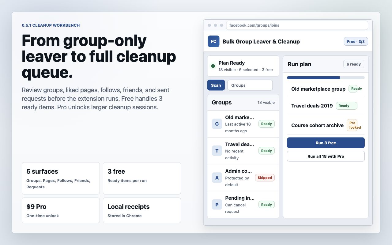Bulk Group Leaver & Facebook Cleanup - 截图 5
