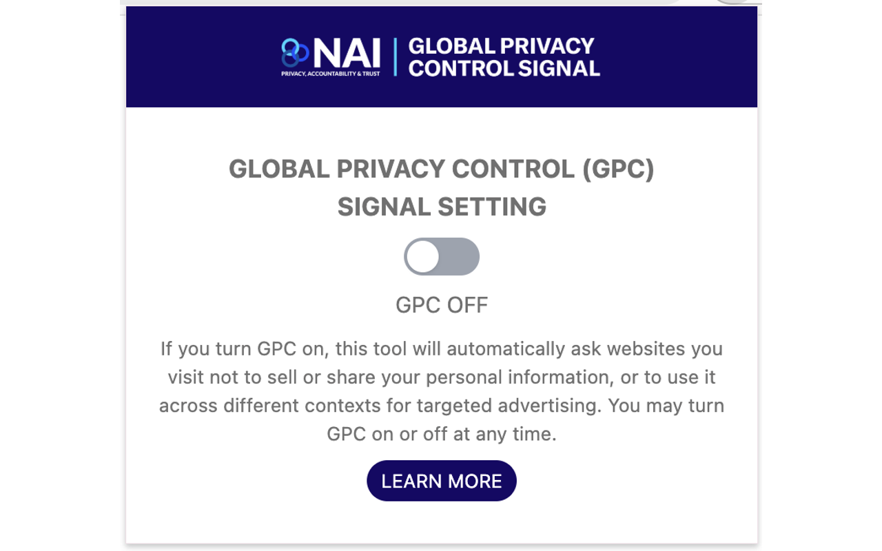NAI Global Privacy Control Signal - 截图 2