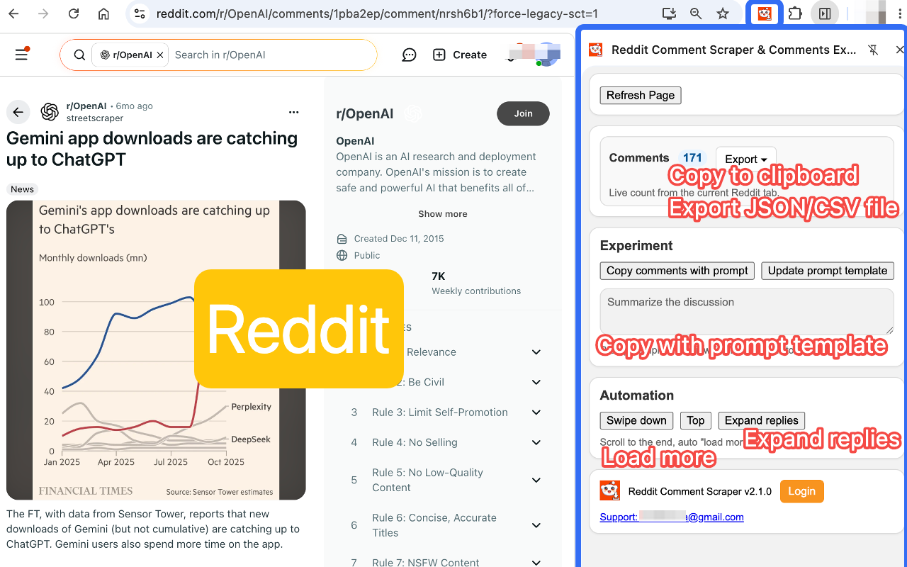 Reddit Comment Scraper & Comments Exporter - 截图 2