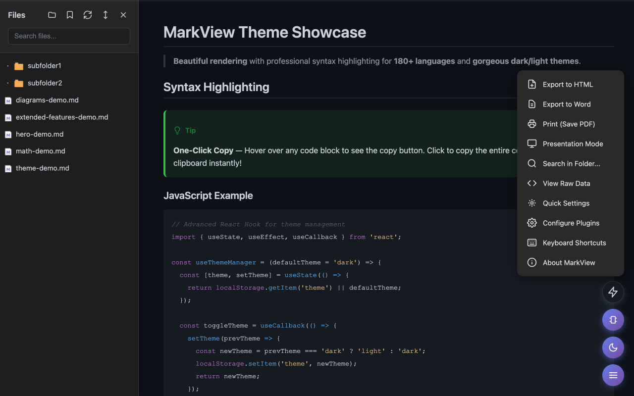MarkView: Markdown Viewer with Mermaid Diagrams, Math & Export - 截图 2