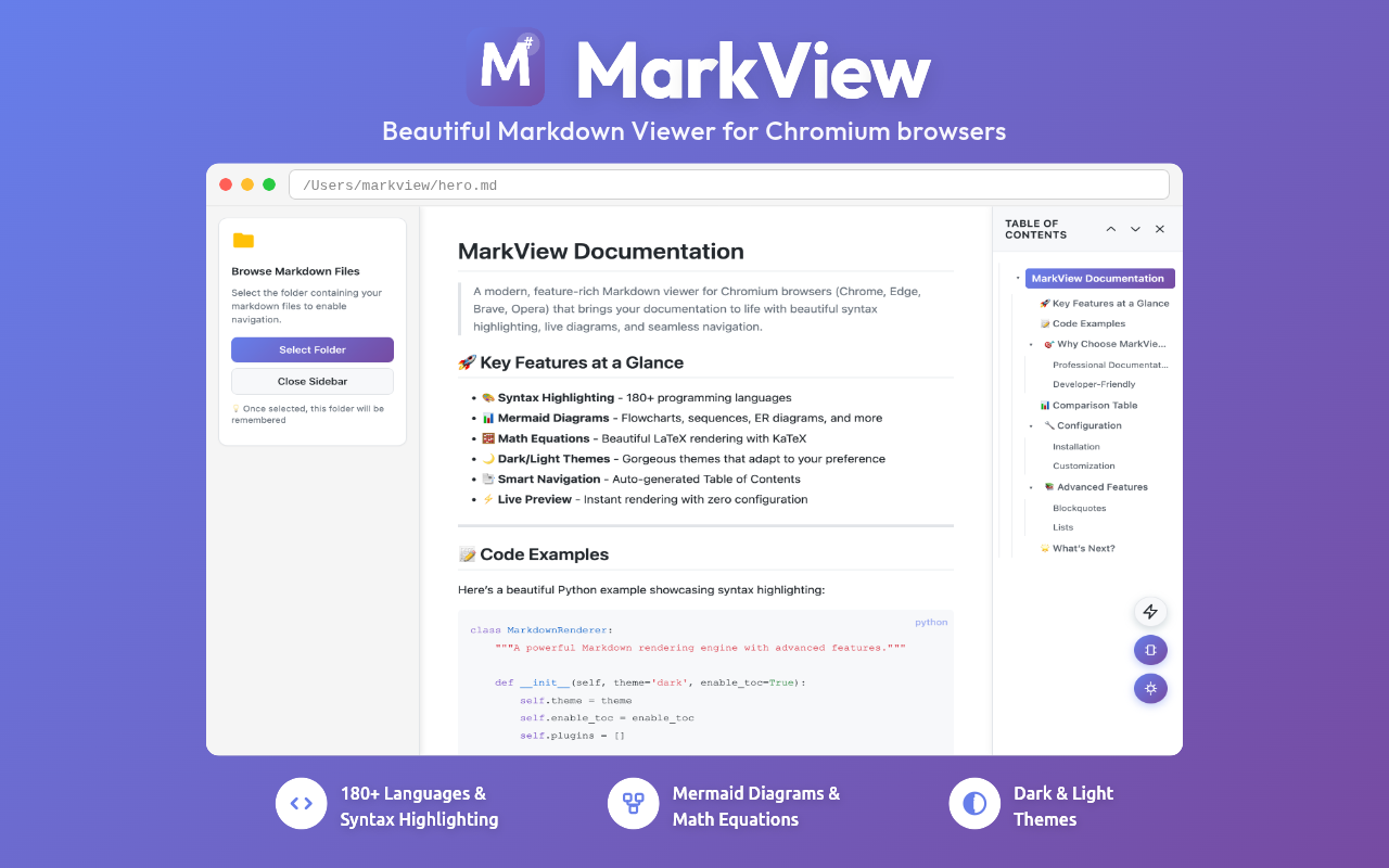 MarkView: Markdown Viewer with Mermaid Diagrams, Math & Export - 截图 3