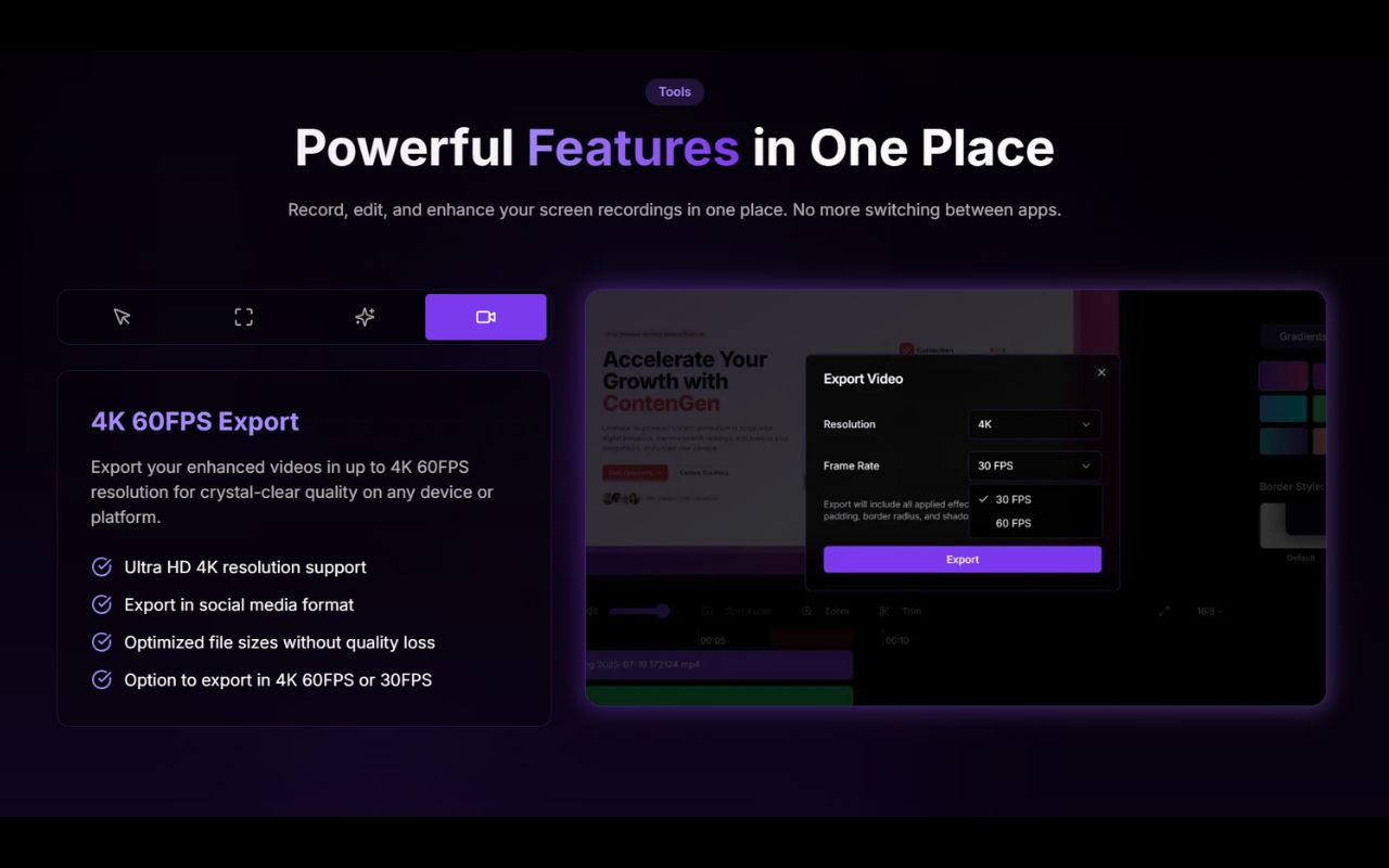 Videoyards - Screen Recorder with Custom Cursor & Auto Zoom - 截图 4