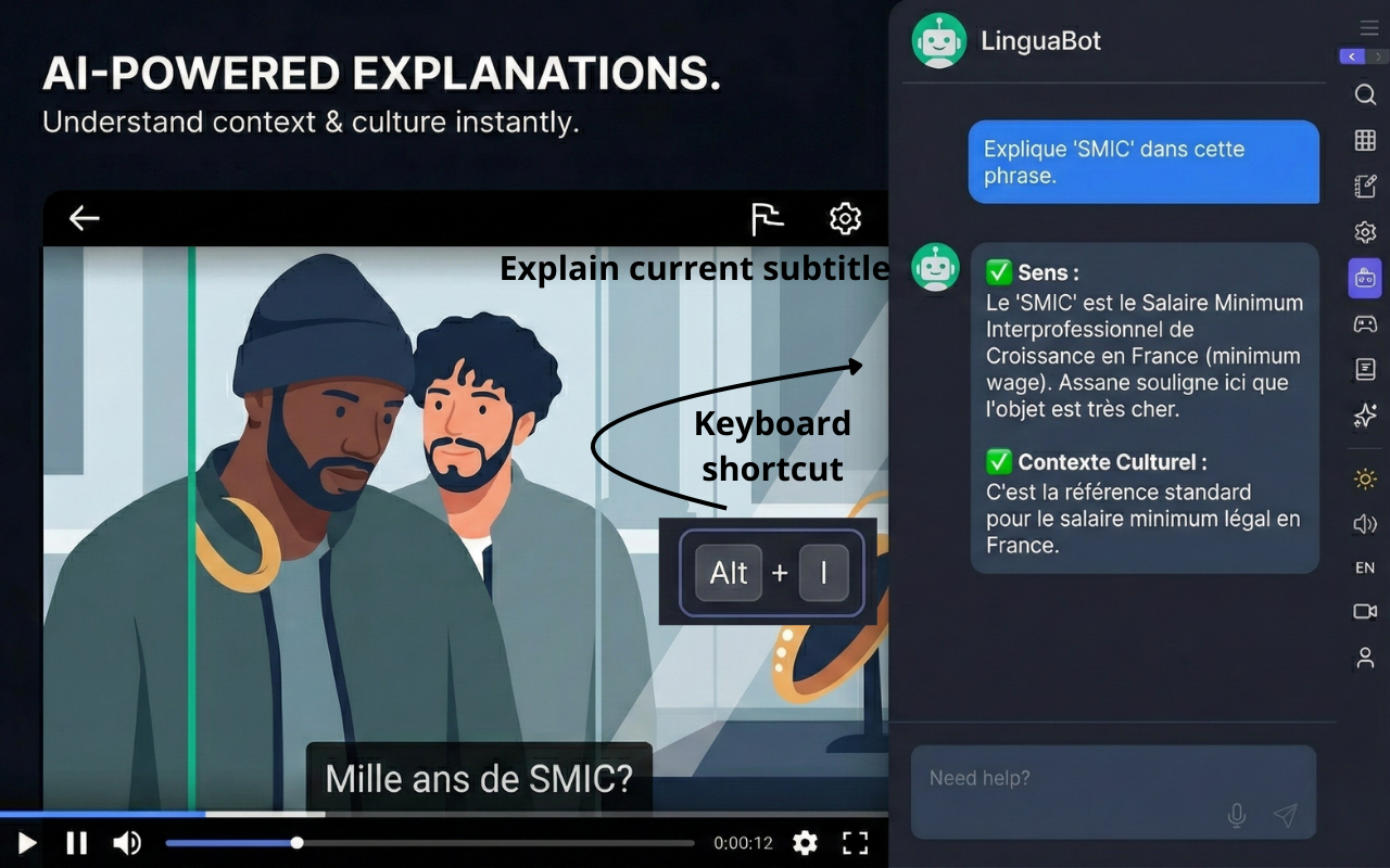 Subtiltée: 通过 Netflix、YouTube 等学习语言 (Language Reactor Alt) - 截图 1