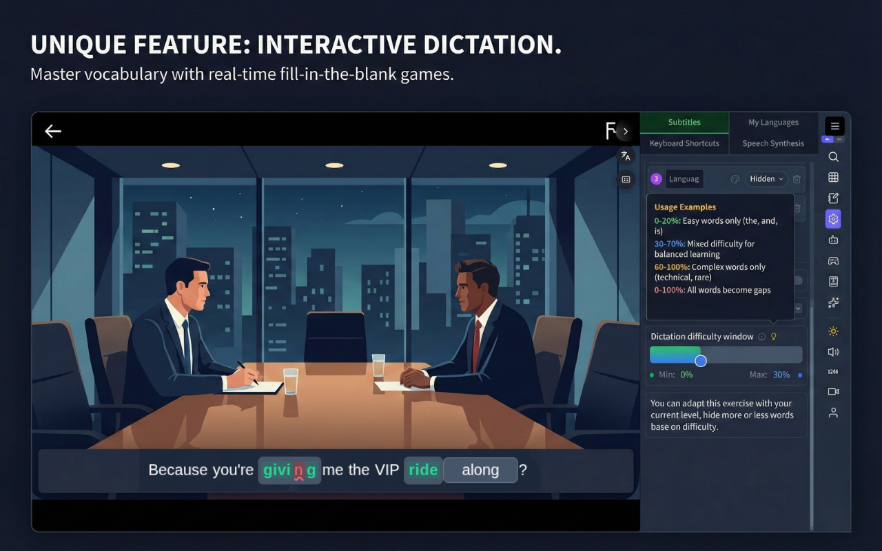 Subtiltée: 通过 Netflix、YouTube 等学习语言 (Language Reactor Alt) - 截图 3