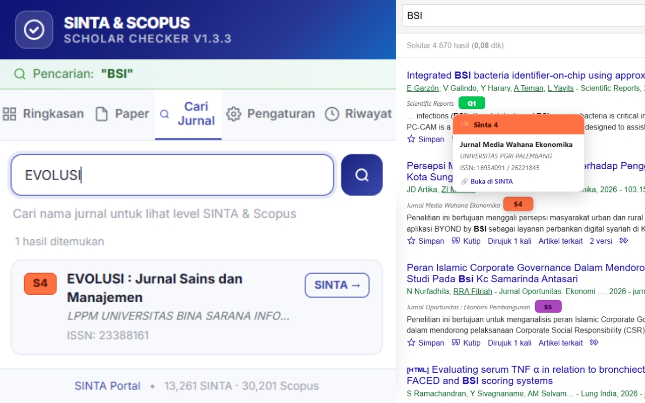 SINTA & SCOPUS Scholar Checker - 截图 1