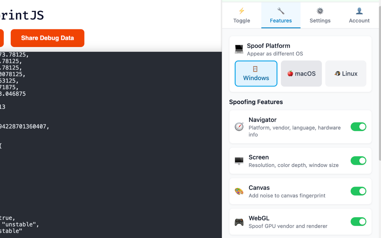 Browser Leaks Fingerprint Shield - 截图 1