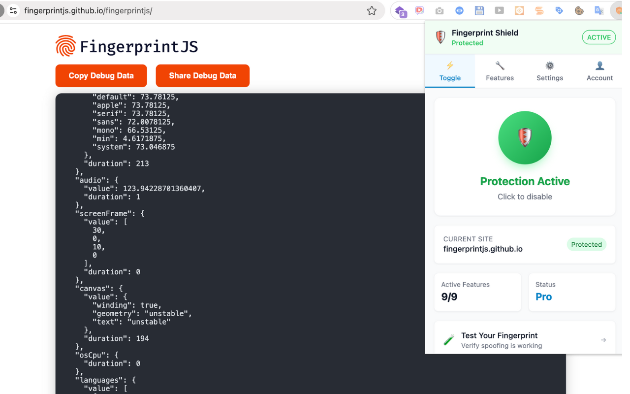 Browser Leaks Fingerprint Shield - 截图 3