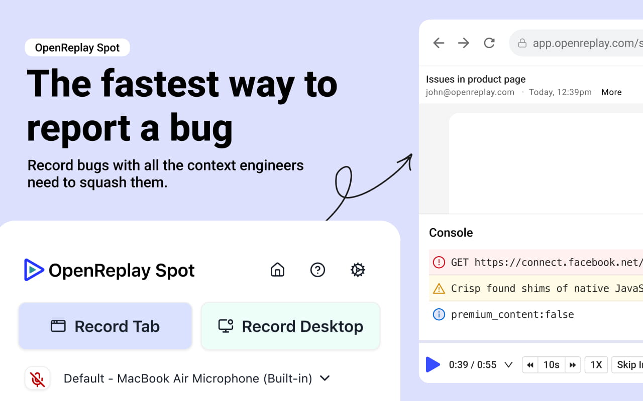 OpenReplay Spot - Record & Report Bugs - 截图 3