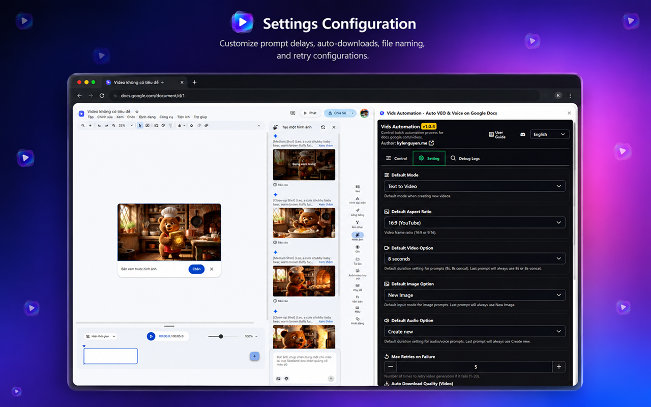 Vids Automation - Auto VEO & Voice on Google Docs - 截图 3