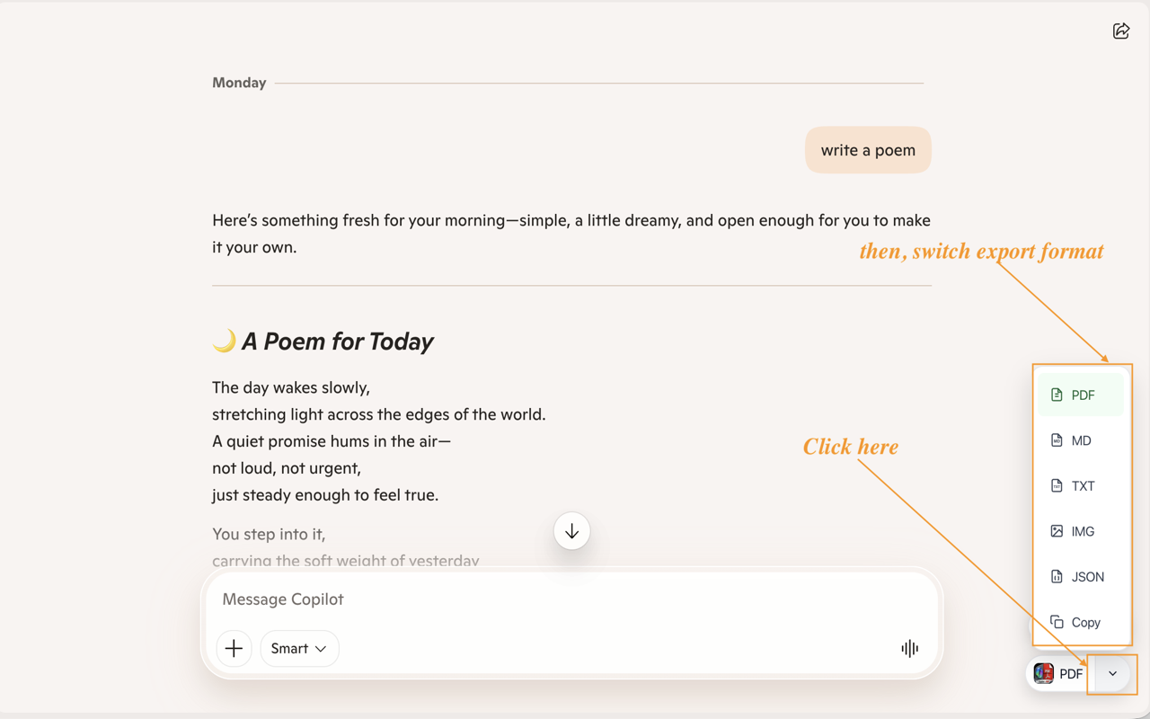 Microsoft Copilot to PDF: 将 Microsoft Copilot 聊天导出为 PDF、Markdown、JSON - 截图 4