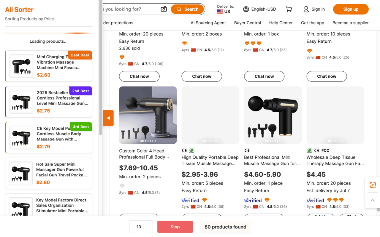 Ali Sorter - Sort Alibaba products by price - 截图 3