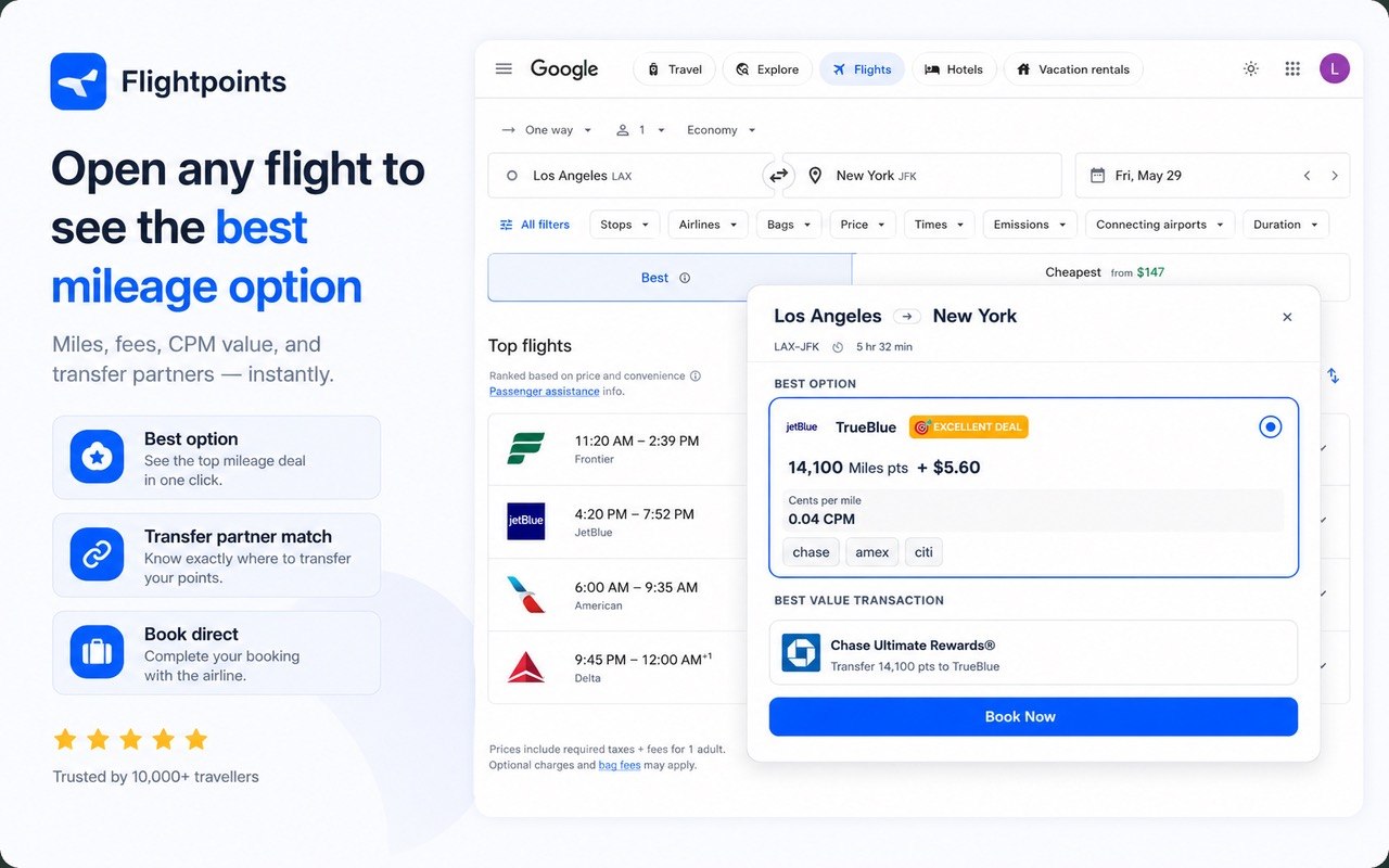 Flightpoints - Award Flight Search for Google Flights - 截图 2