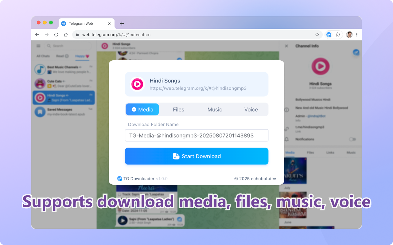 Telegram Downloader - Batch download Telegram images, videos, and audio - 截图 1