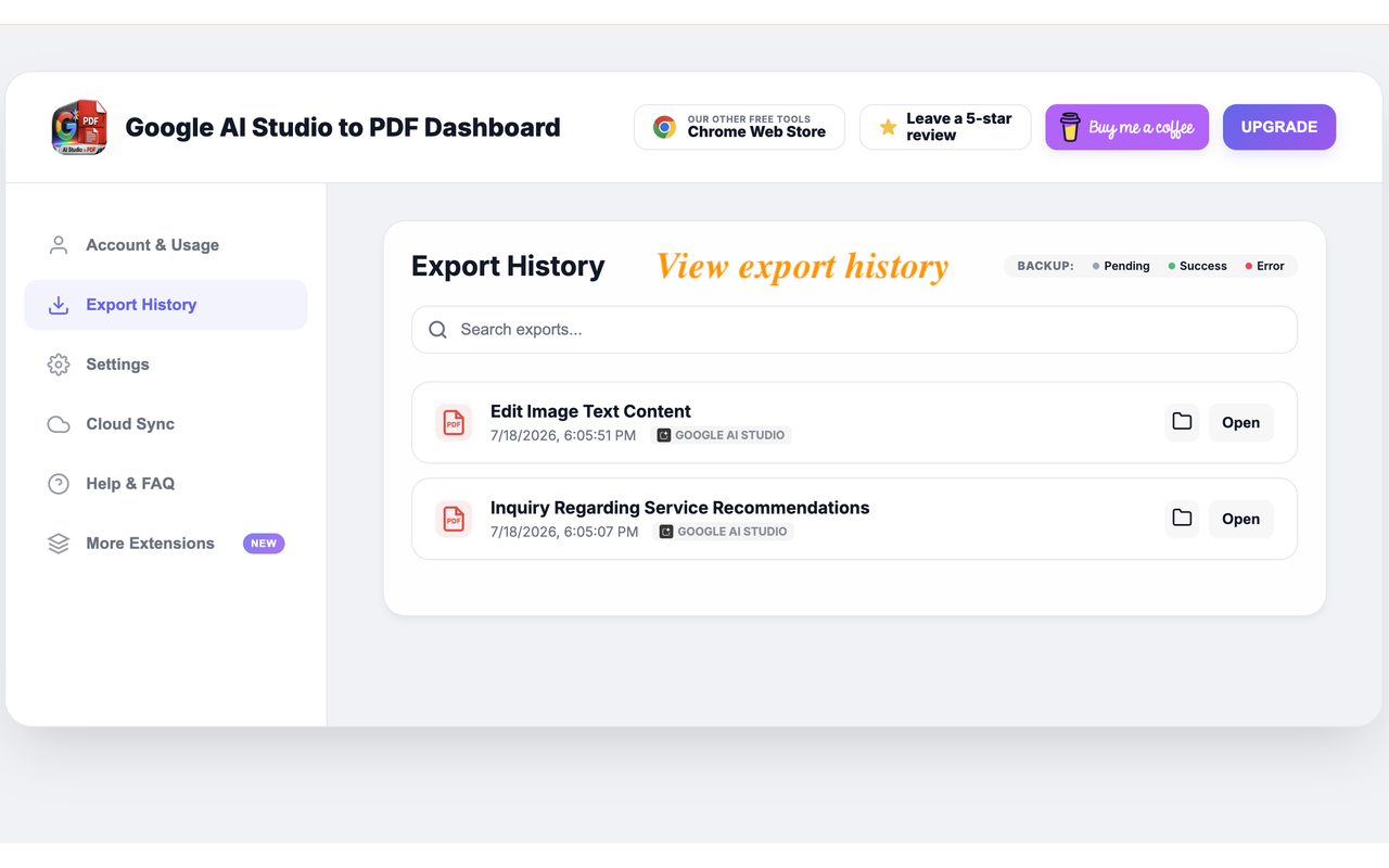 将 Google AI Studio 聊天导出为 PDF：Google AI Studio 聊天导出器 - 截图 5