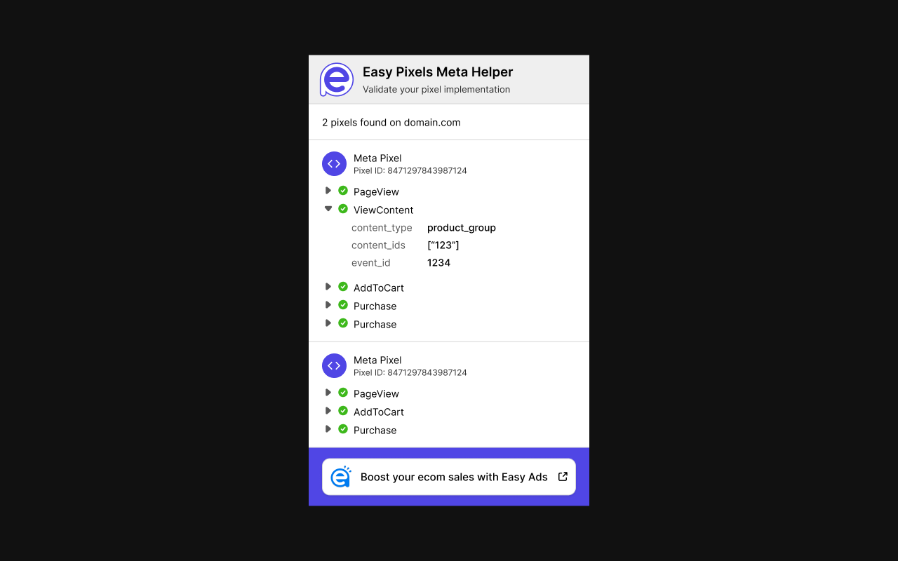 Easy Pixels Meta Helper - 截图 1