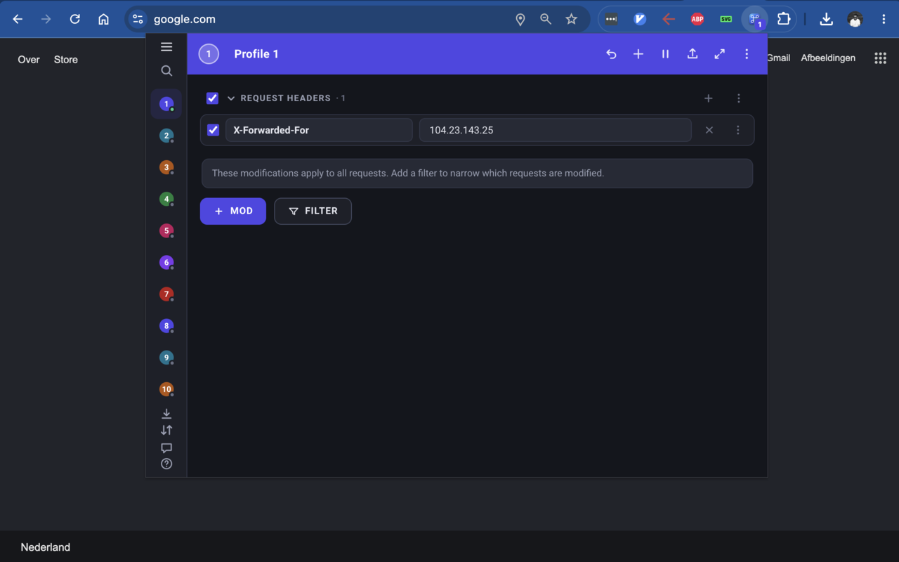 ModHeader v2 - 截图 1