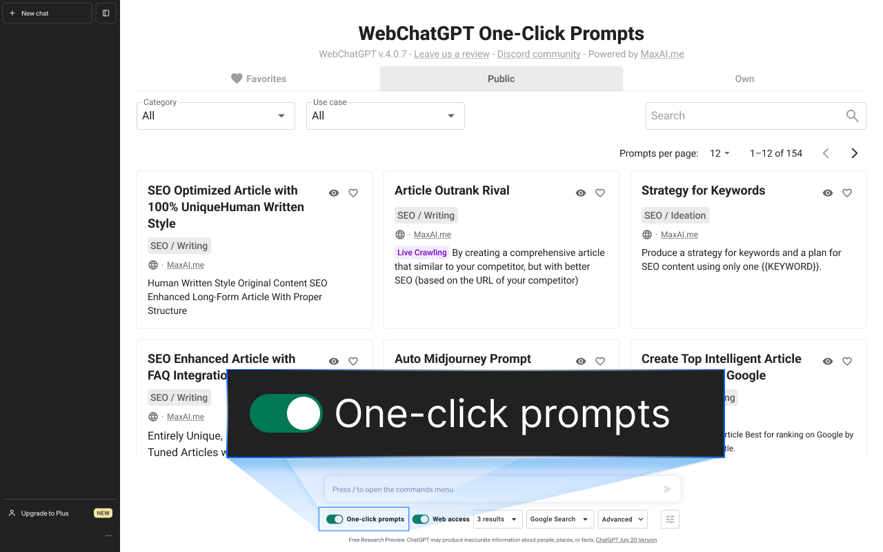WebChatGPT:可访问网络的提示库 - 截图 3