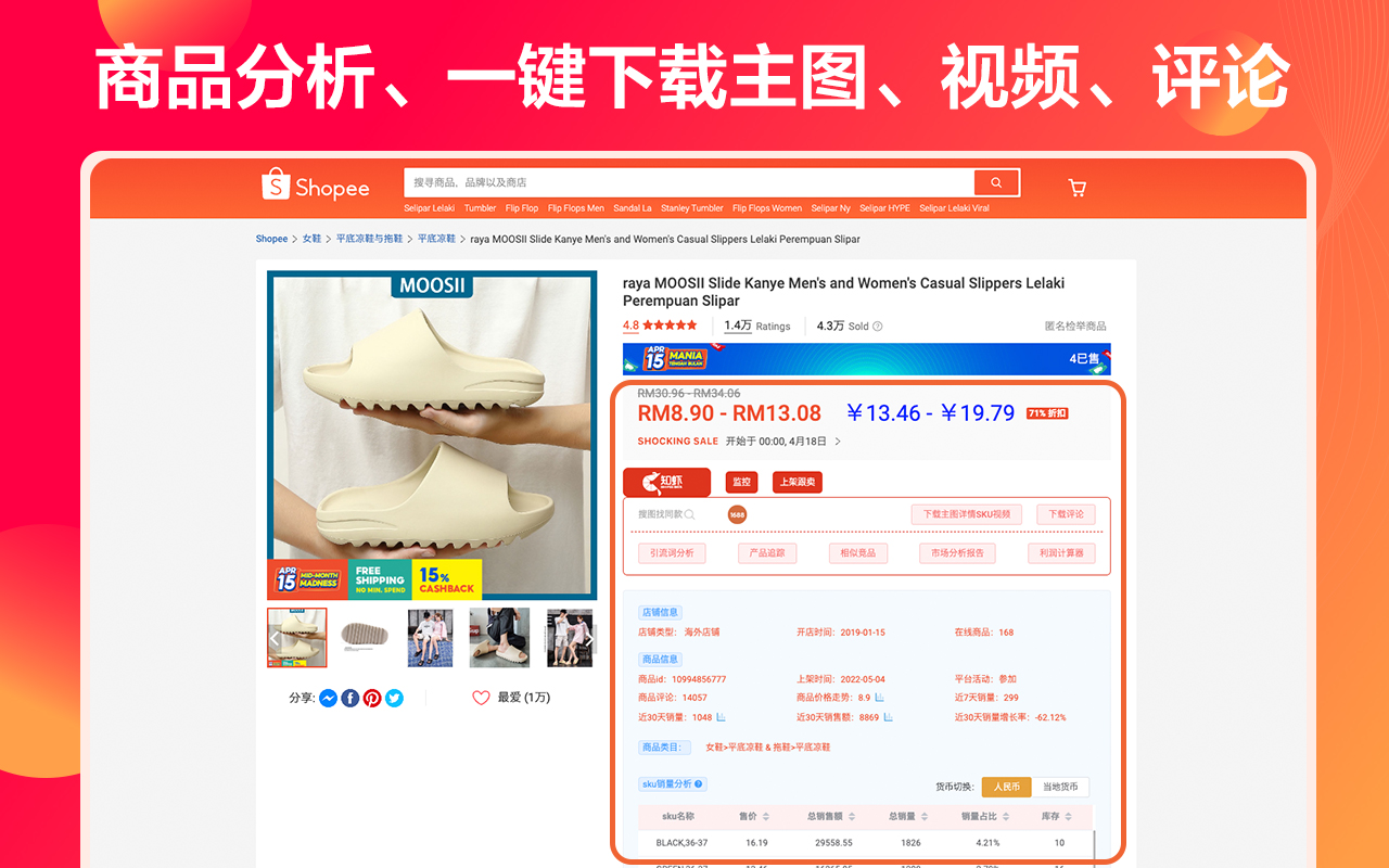 知虾选品助手-Shopee虾皮大数据分析插件 - 截图 1