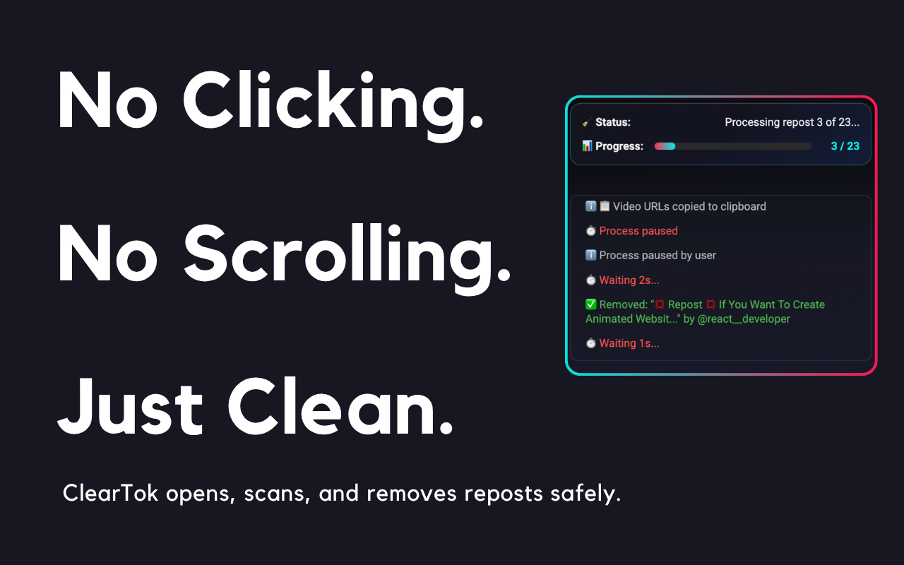 ClearTok - TikTok 转发清理器 - 截图 3