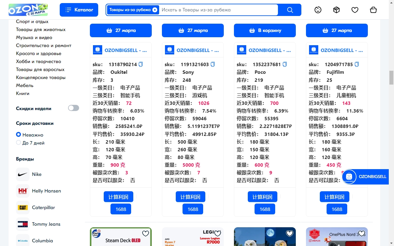 OZONBIGSELL - 专注OZON平台数据分析 - 国内开发OZON插件第一人 - 截图 3