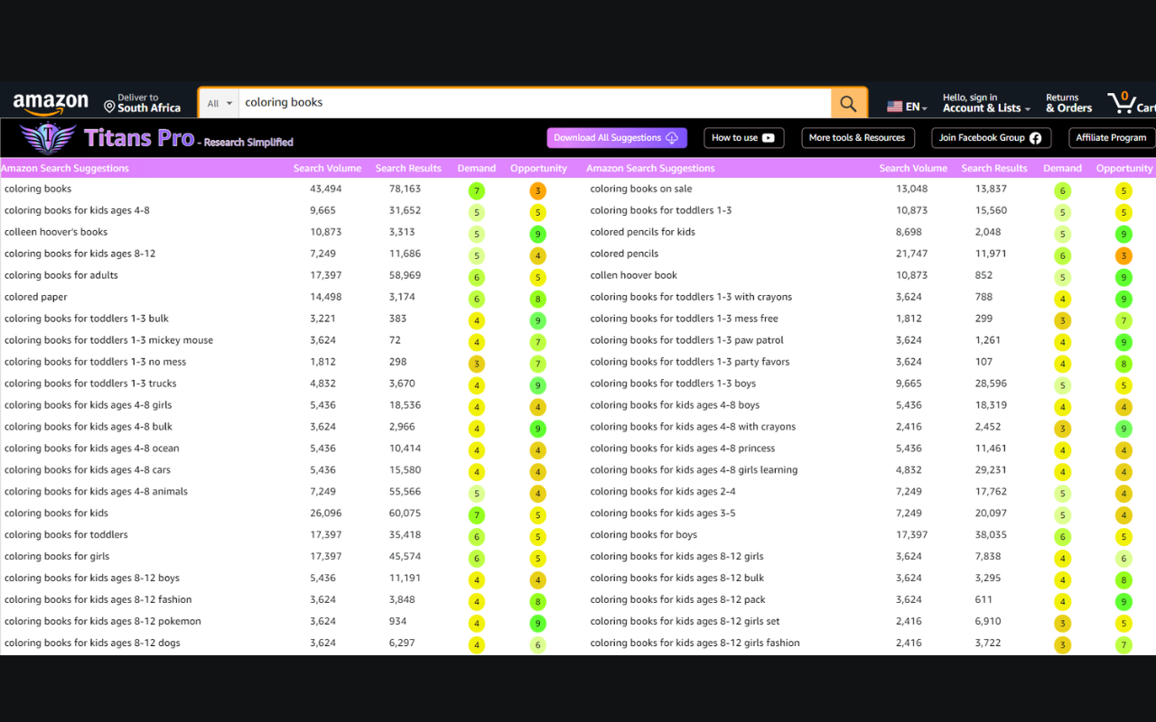 Titans Pro - Amazon KDP Keyword Research Tool - 截图 1