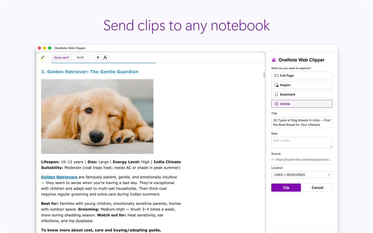 OneNote Web Clipper - 截图 1
