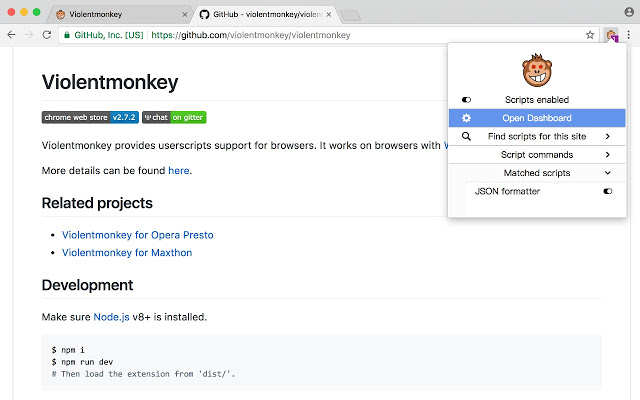 Violentmonkey BETA - 截图 2
