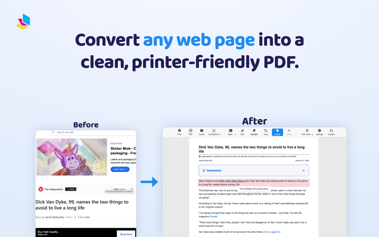 PrintFriendly：阅读模式、PDF 编辑器、另存为 PDF 及截图 - 截图 2