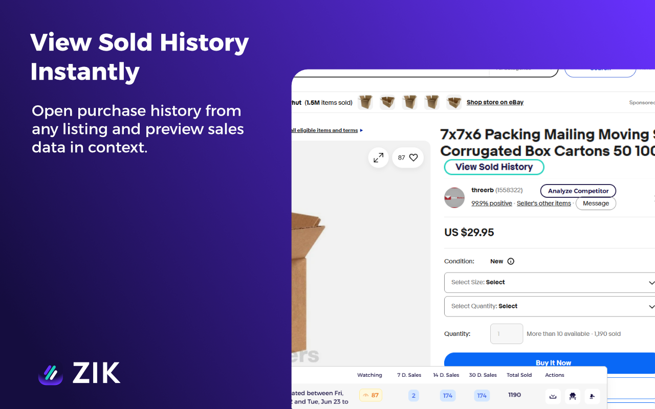 eBay Sold History Button - See Item Purchase History - 截图 3