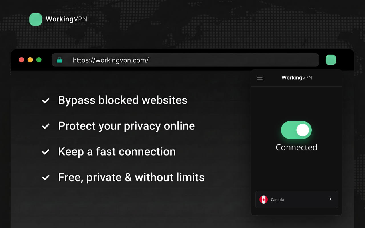 Working - 快速、免费、私密代理 - 截图 2