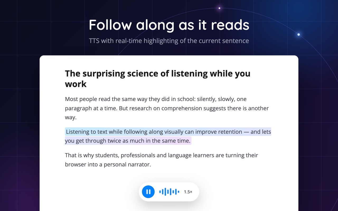 Read Aloud TTS: 文字转语音 — Text to Speech - 截图 1