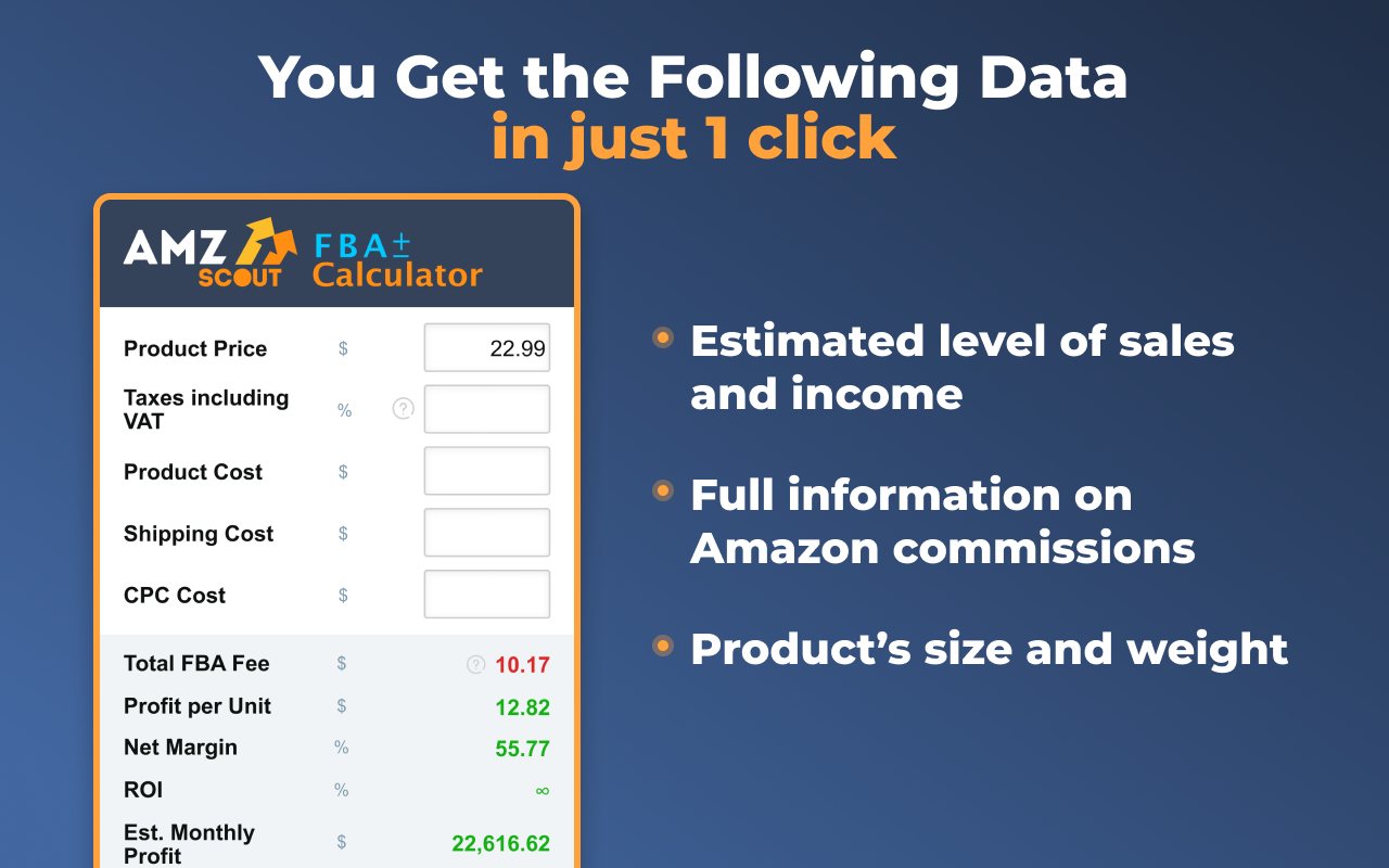 AMZScout免費提供的Amazon FBA計算器 - 截图 2