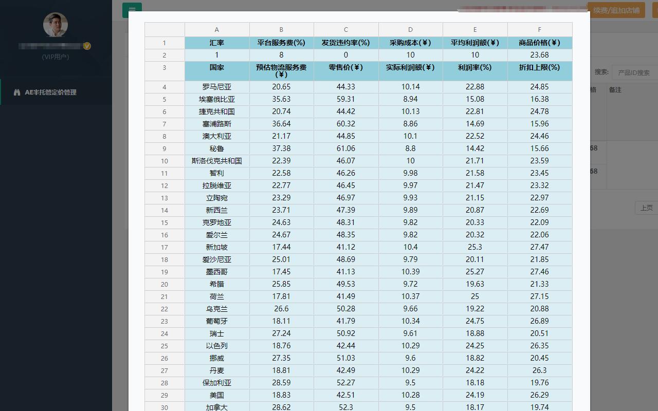 速卖通半托管定价计算器 - 截图 3