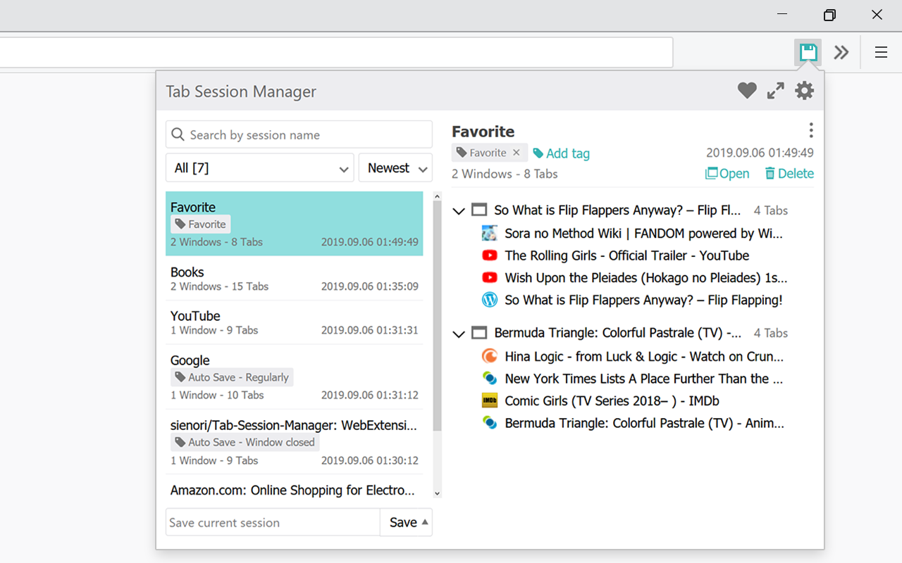 Tab Session Manager - 截图 1