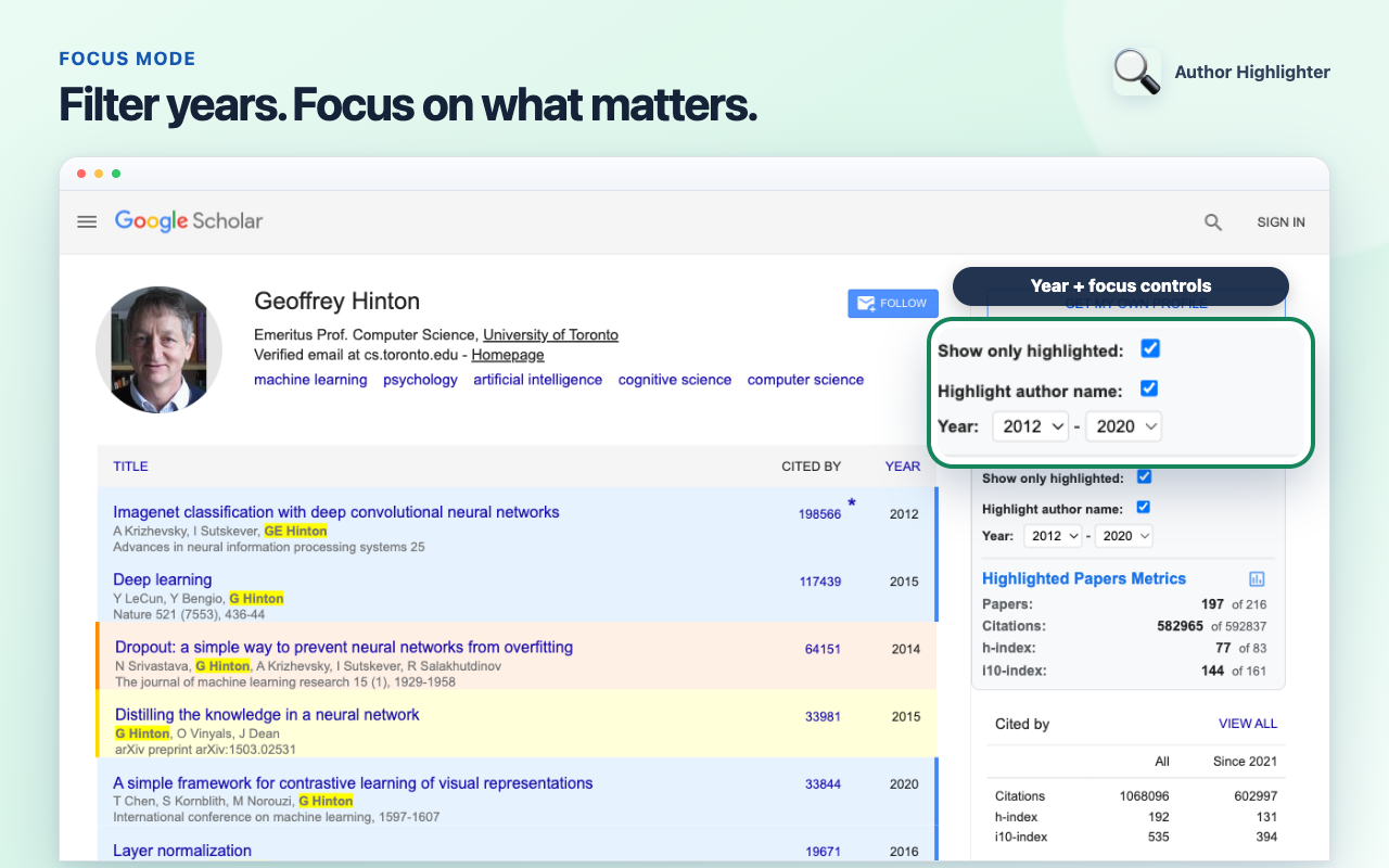 Google Scholar Author Highlighter - 截图 1