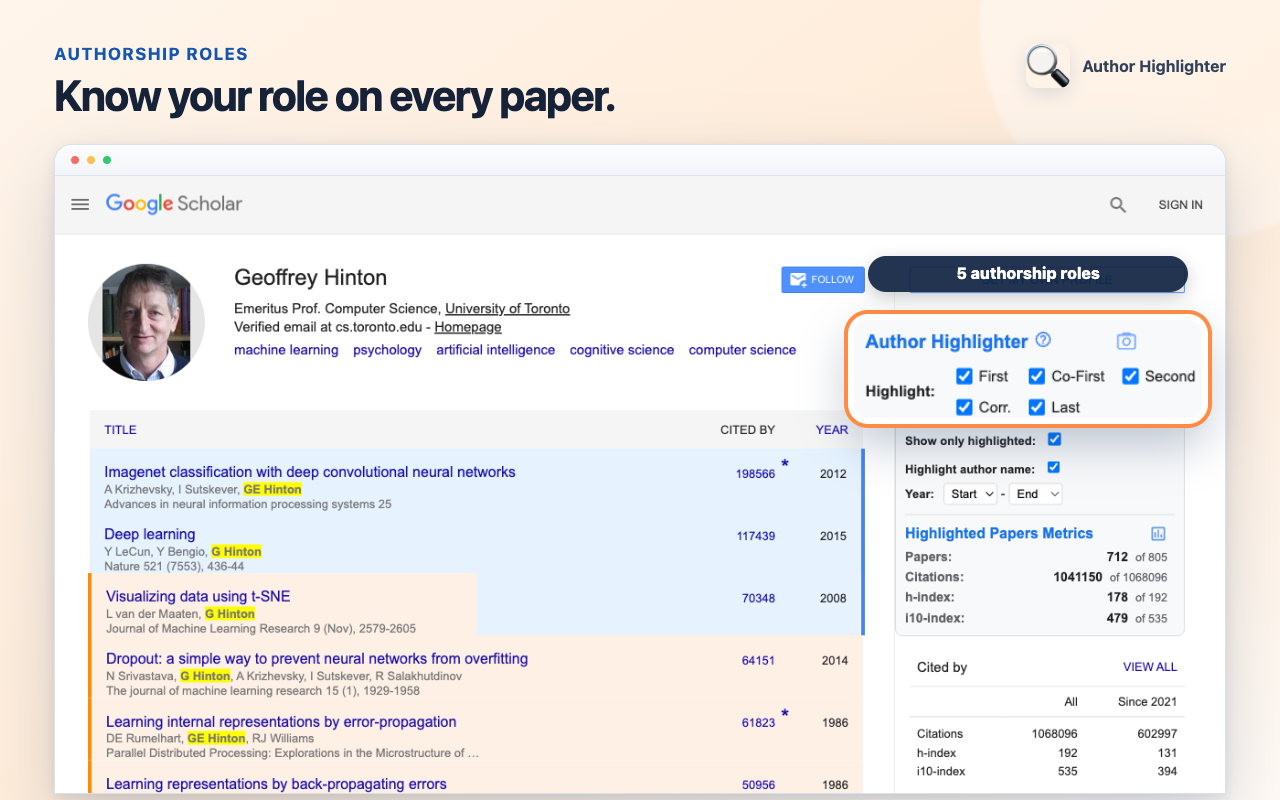 Google Scholar Author Highlighter - 截图 4