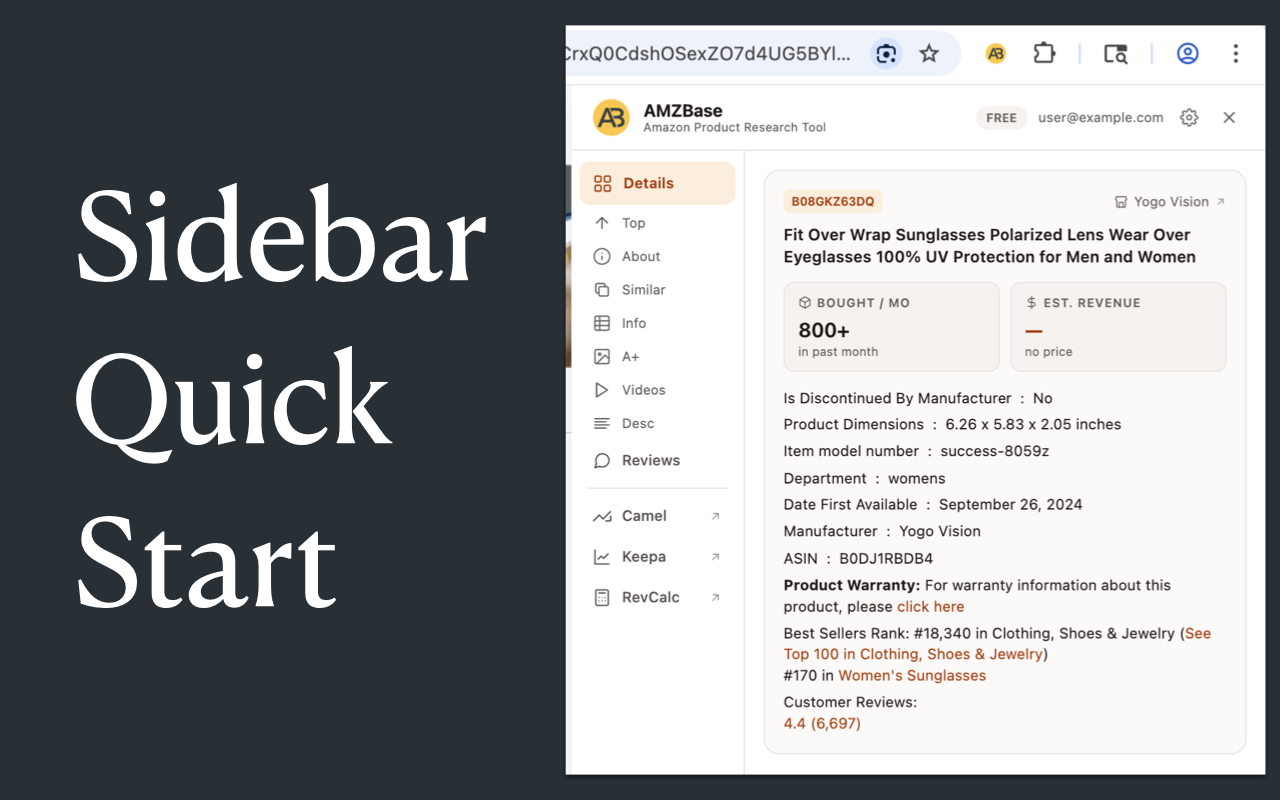 AMZBase - 免费亚马逊选品研究工具 - 截图 1
