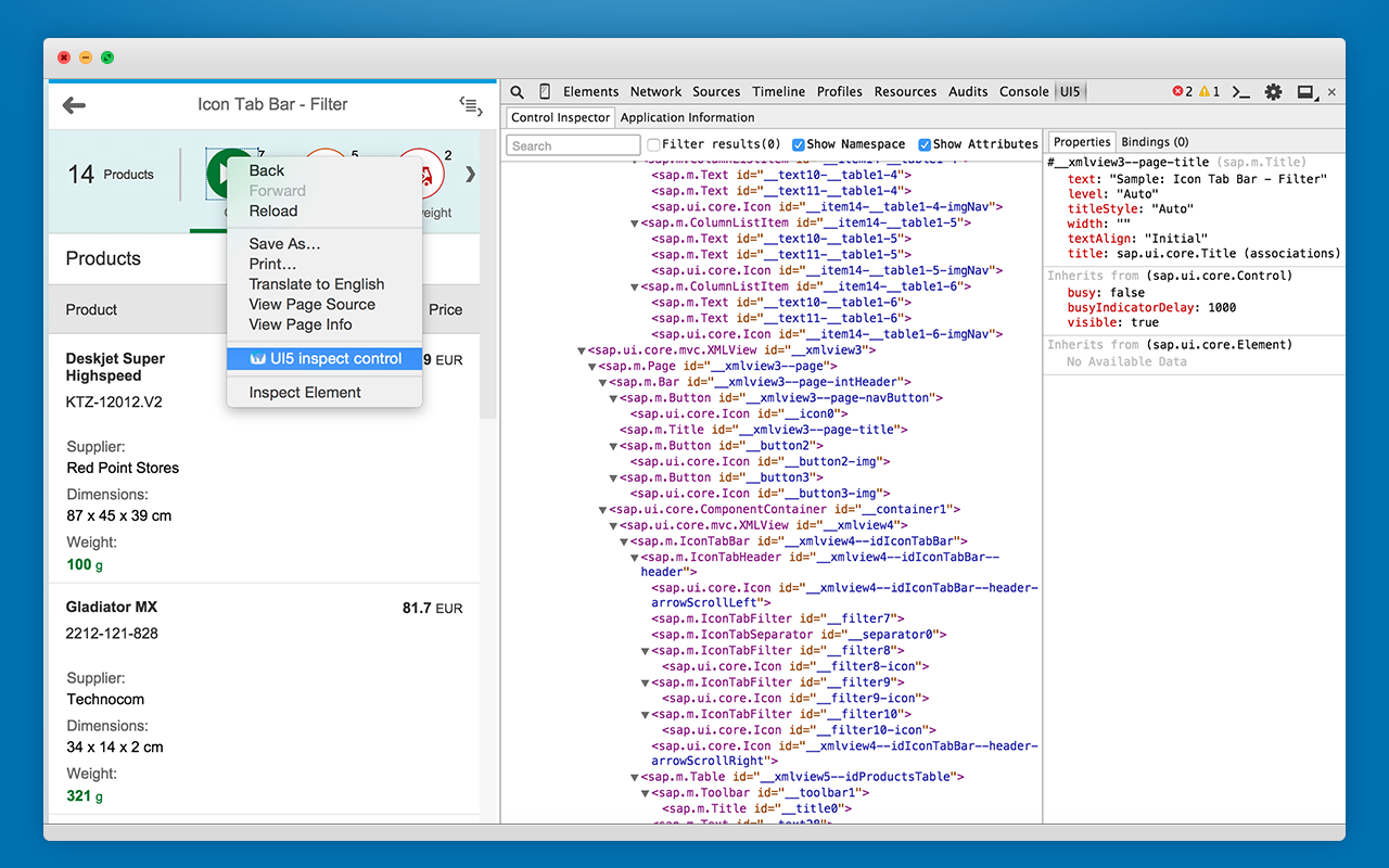 UI5 Inspector - 截图 5