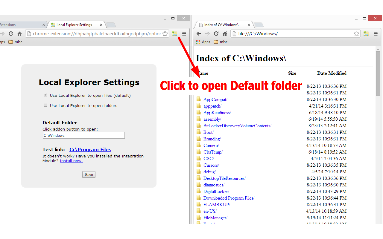 Local Explorer - Open File Links in Chrome - 截图 1