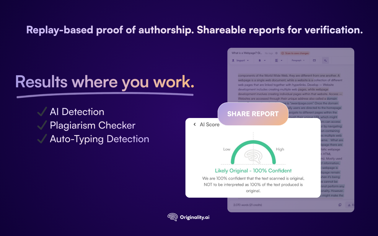 AI Detector and Human Writing Report - Originality.ai - 截图 1