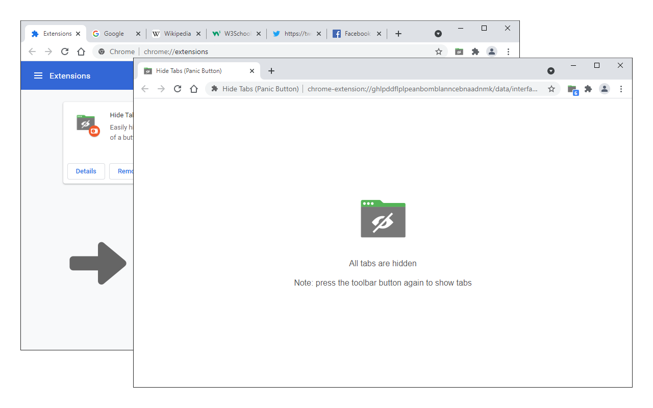 Hide Tabs (Panic Button) - 截图 2