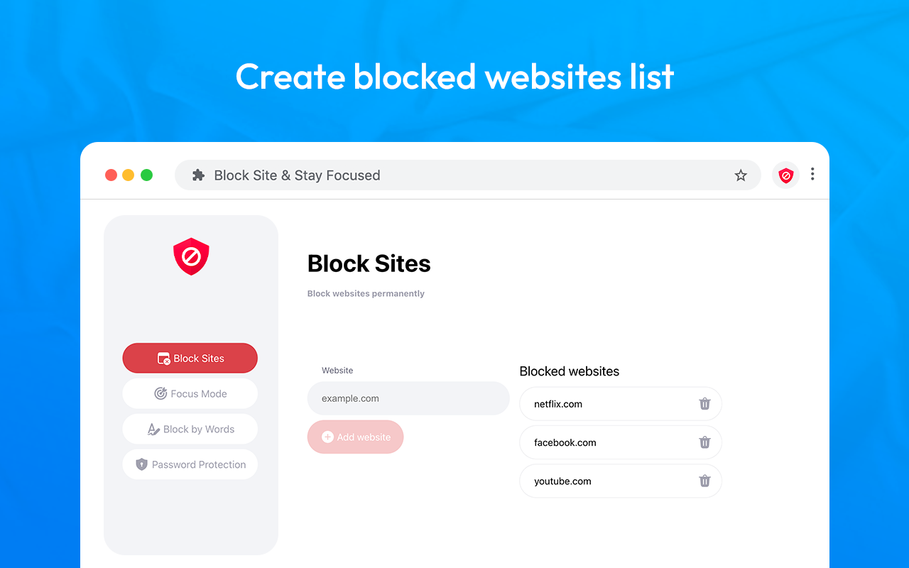 BlockSite:站點攔截器和焦點模式 - 截图 3